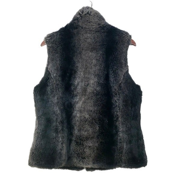 Vintage 90s Y2K Kristen Blake Reversible Black & Gray Faux Fur Zip Front Vest - Picture 3 of 6